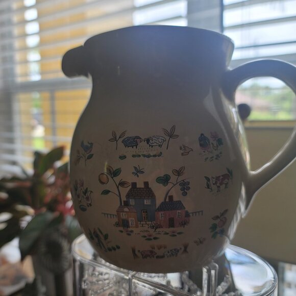 80s ** RARE ** Vintage International HEARTLAND China Stoneware Beverage Pitcher - Picture 3 of 5